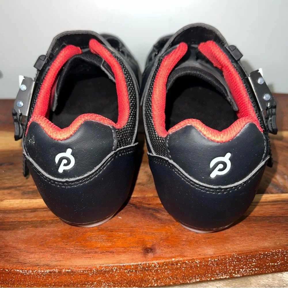 Peloton Cycling Shoes Delta Look Cleats Black Red Clip in Spin Shoes EU 39 US8 8